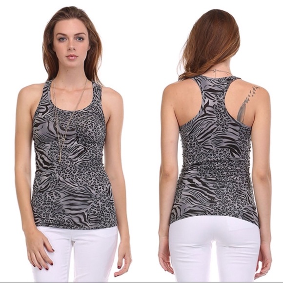 Tops - 🌟Racerback animal print striped tank top